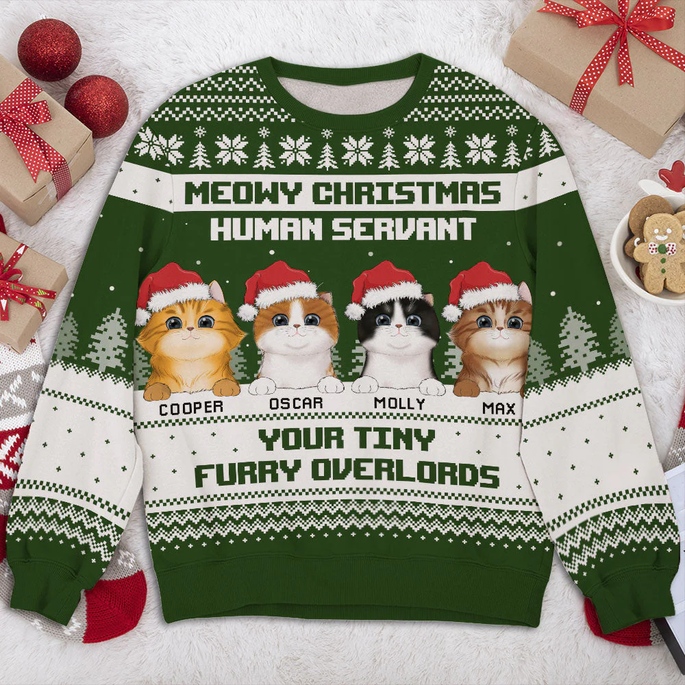 Meowy Christmas Human Servant - Personalized Custom All-Over-Print Sweatshirt - Image 4