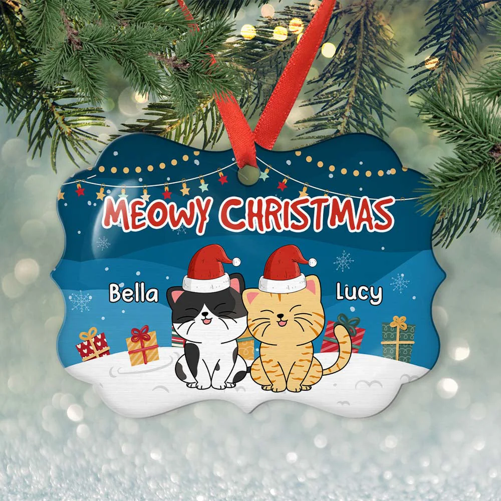Meowy Christmas - Personalized Custom Aluminum Ornament