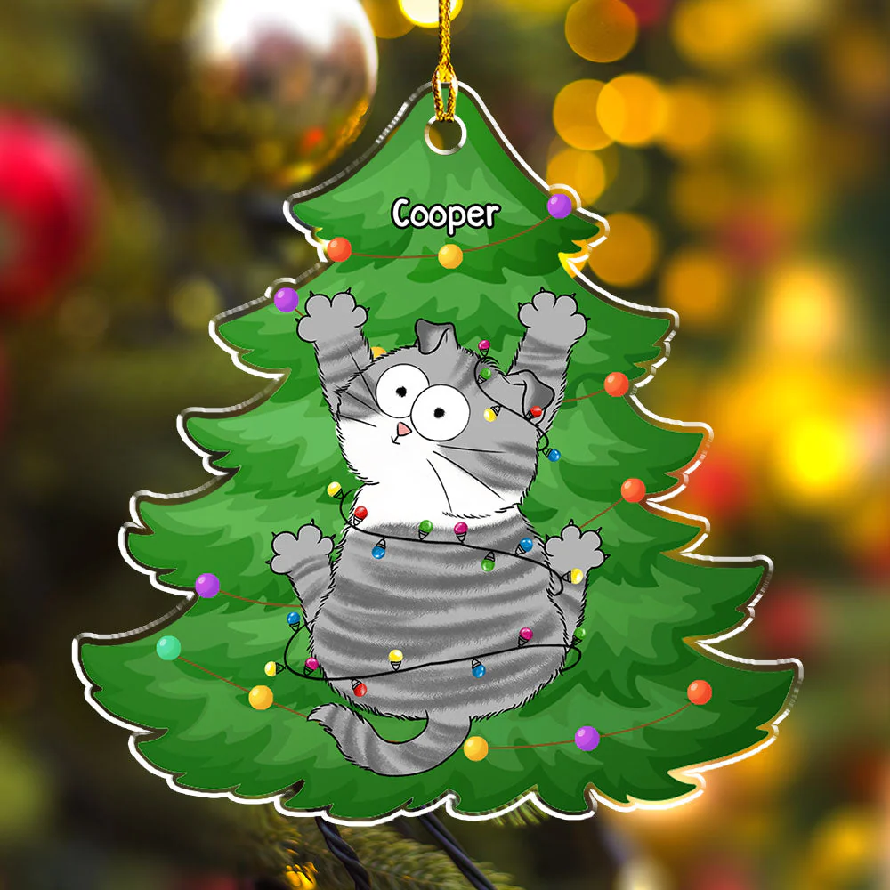 Meowy Scratching - Personalized Custom Acrylic Ornament - Image 3