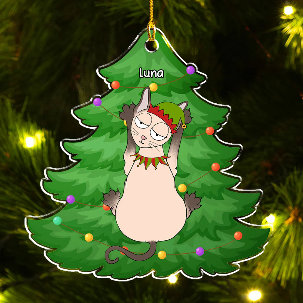 Meowy Scratching - Personalized Custom Acrylic Ornament - Image 4