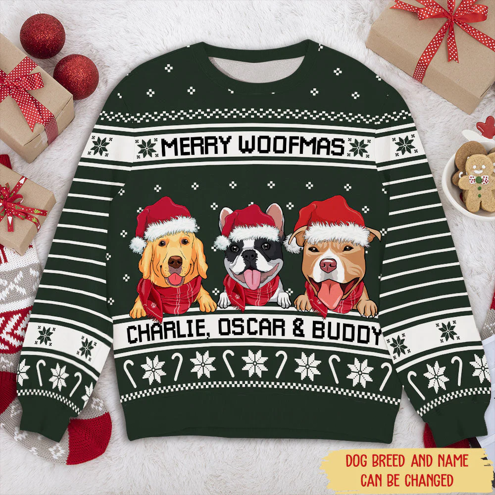 Merry Woofmas 1 - Personalized Custom All-Over-Print Sweatshirt - Image 2