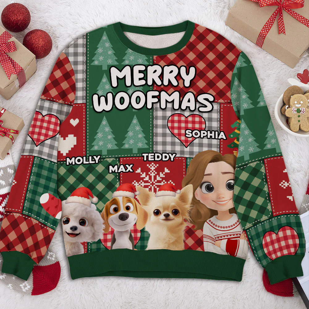 Merry Woofmas Dog And Human - Personalized Custom All-Over-Print Sweatshirt - Image 6