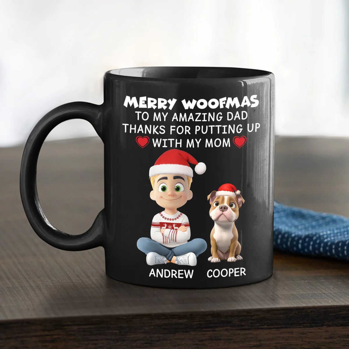 Merry Woofmas Dog Dad - Personalized Custom Coffee Mug - Image 2