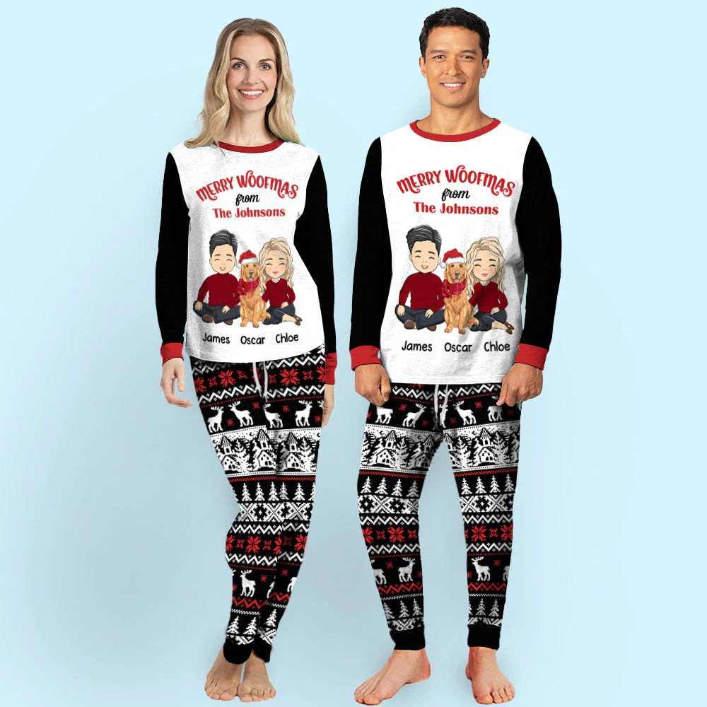 Merry Woofmas - Personalized Custom Matching Pajama Set - Image 3