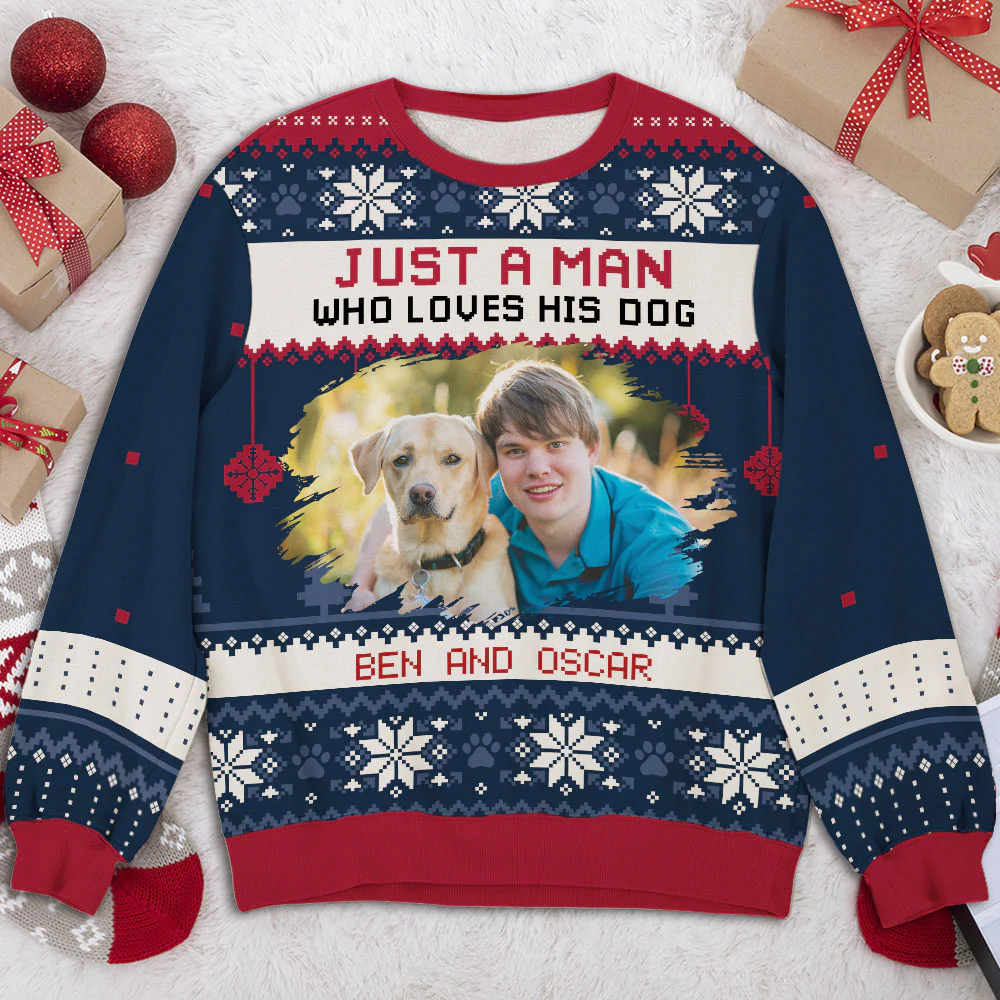 Merry Woofmas Girl Photo - Personalized Custom All-Over-Print Sweatshirt - Image 3