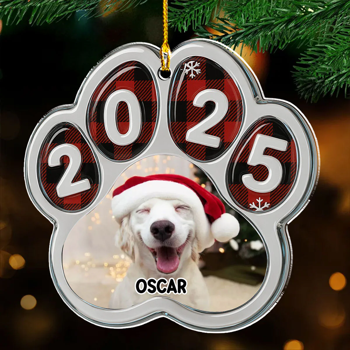 Merry Woofmas People Photo - Personalized Custom Acrylic Ornament - Image 2
