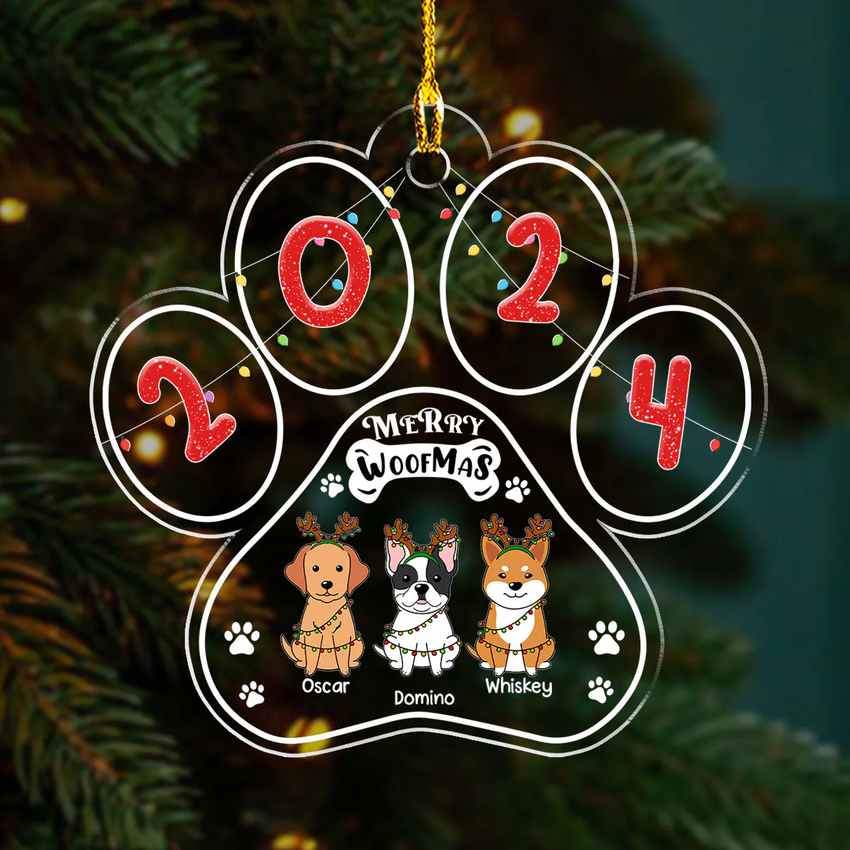 Merry Woofmas - Personalized Custom Acrylic Ornament - Image 4