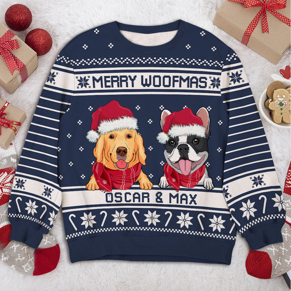 Merry Woofmas - Personalized Custom Kids All-Over-Print Sweatshirt - Image 2