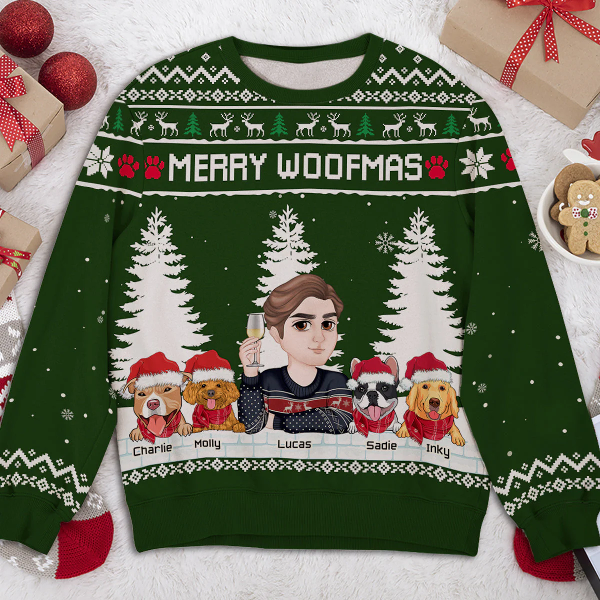Merry Woofmas To My Mom Dad - Personalized Custom All-Over-Print Sweatshirt - Image 3