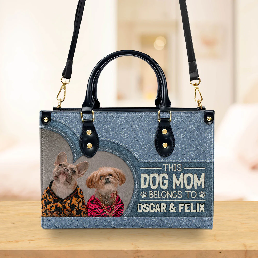 Mom Belongs To Me - Personalized Custom Leather Bag - Image 2