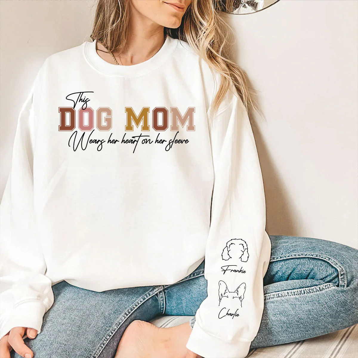 Mom Heart - Personalized Custom Long Sleeve T-shirt - Image 3
