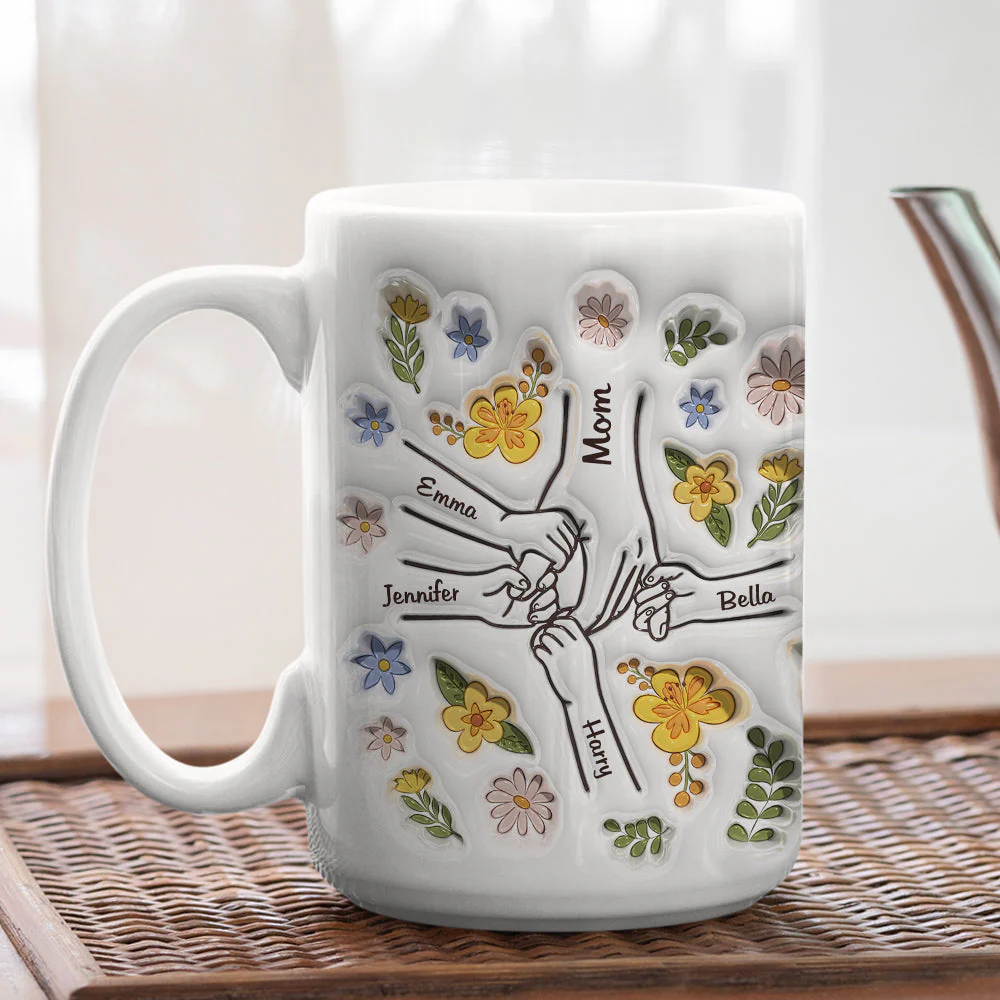 Mom Hold Our Hands, Also Our Hearts - Personalized Custom 3D Inflated Effect Mug - Image 3
