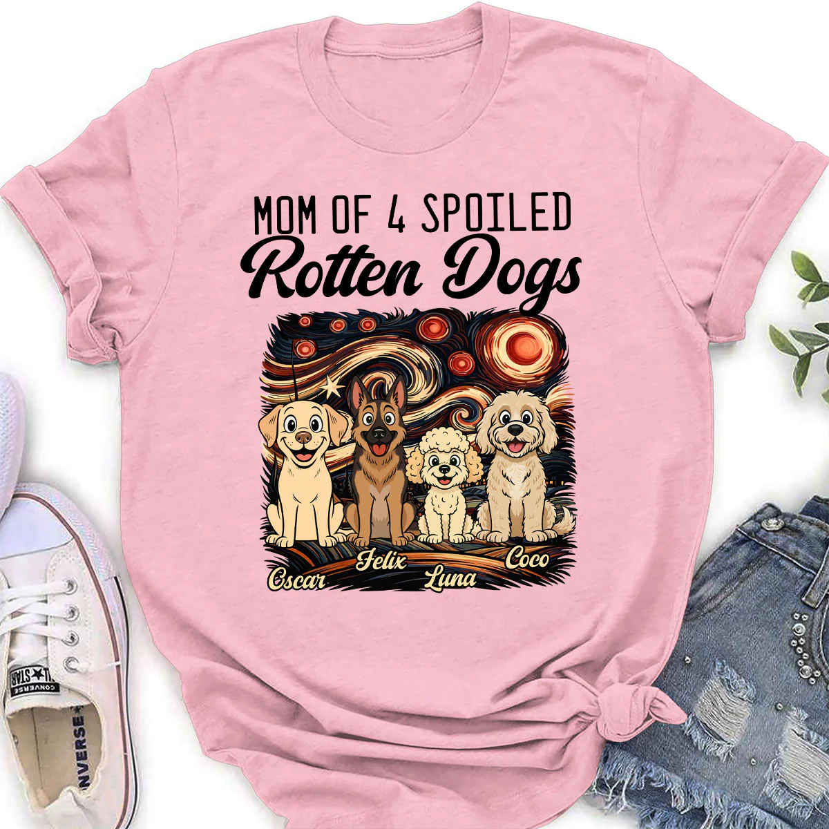 Mom Loved By Dogs - Personalized Custom Women's T-Shirt - Image 2