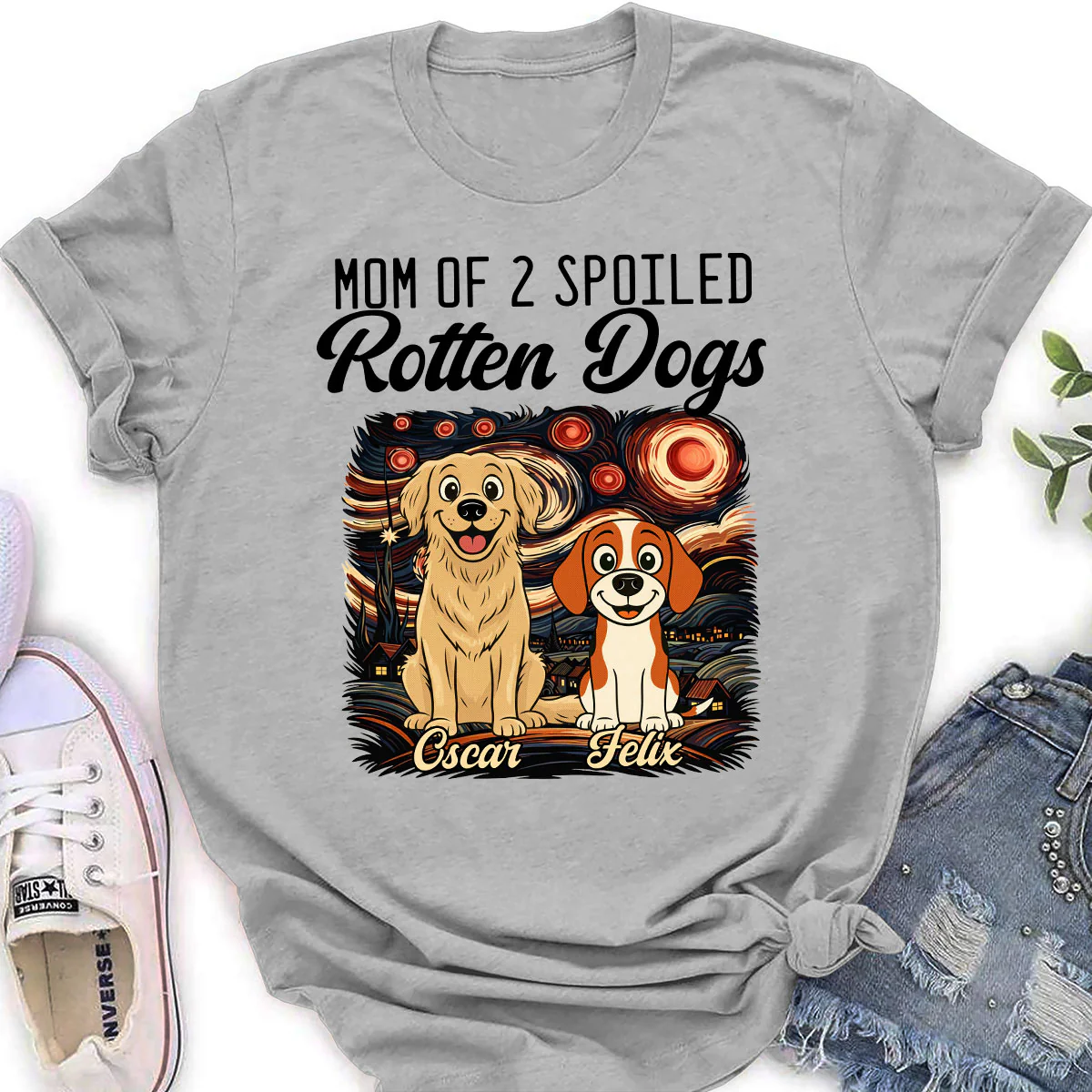 Mom Loved By Dogs - Personalized Custom Women's T-Shirt - Image 3