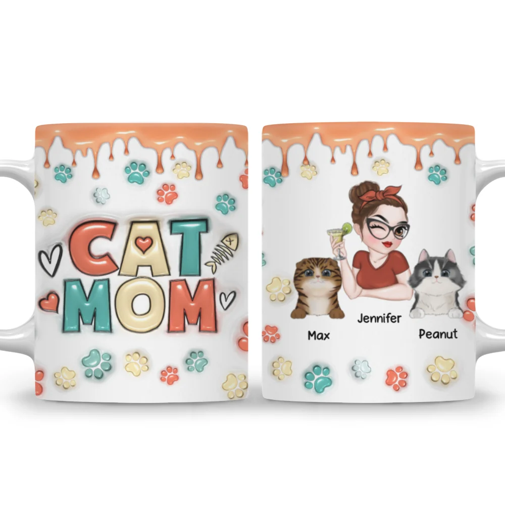 Mom Of Cats Version 2 - Personalized Custom 3D Inflated Effect Mug - Image 4