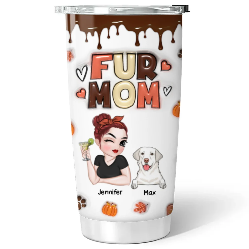 Mom Of Pets Fall Season - Personalized Custom 3D Inflated Effect Tumbler - Image 5