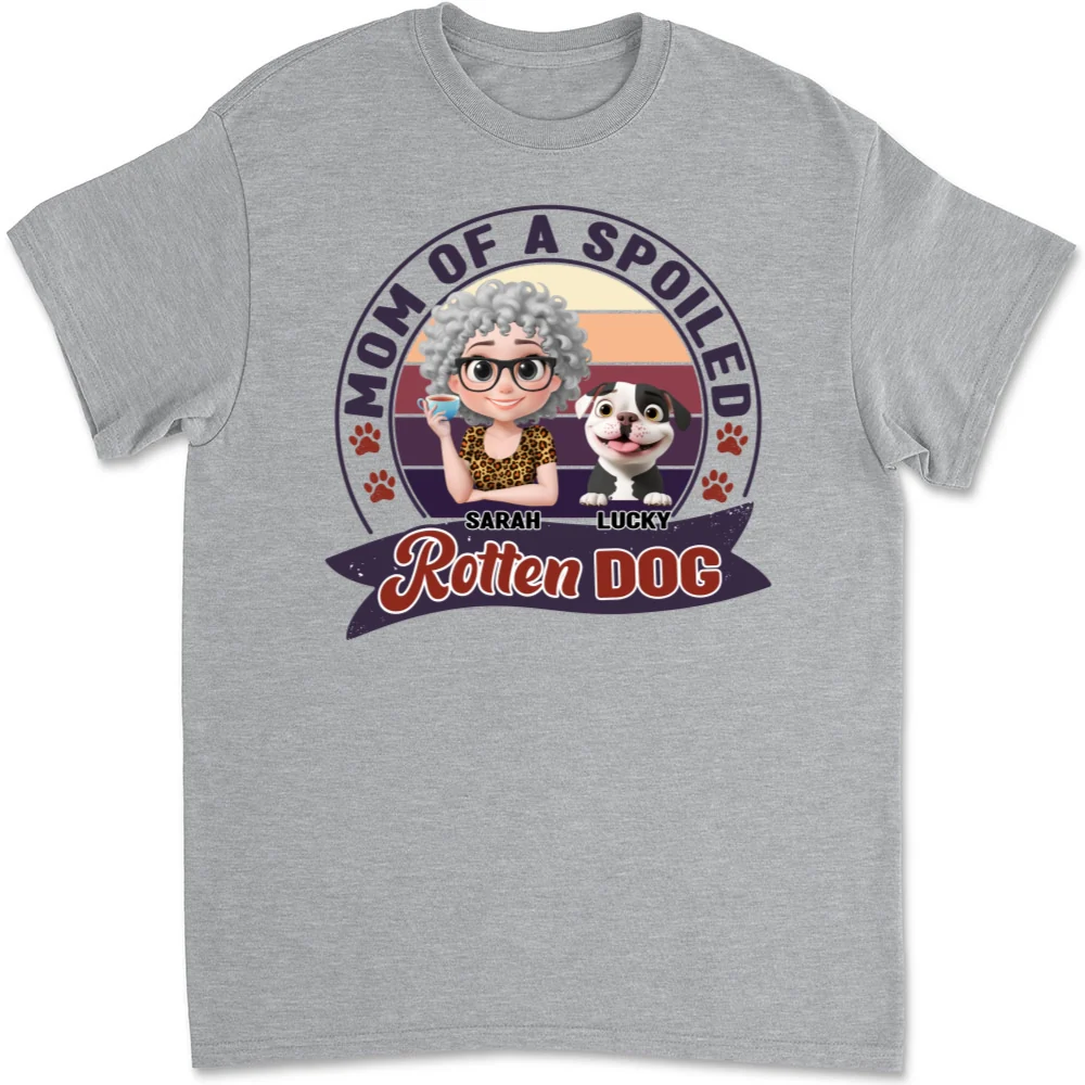 Mom Of Spoiled Rotten Dogs Cartoon - Personalized Custom Unisex T-shirt - Image 6