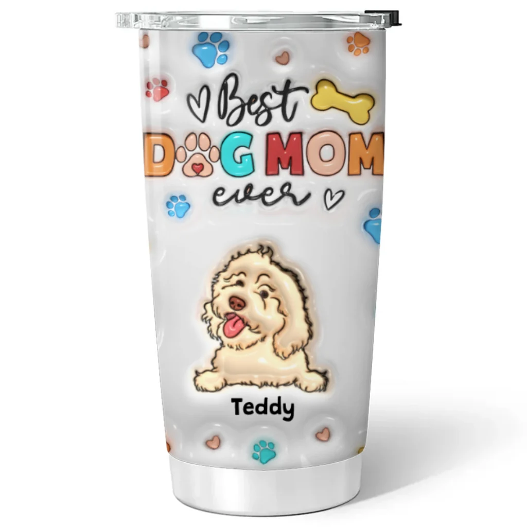 Mom Of The Dogs - Personalized Custom 3D Inflated Effect Tumbler - Image 5