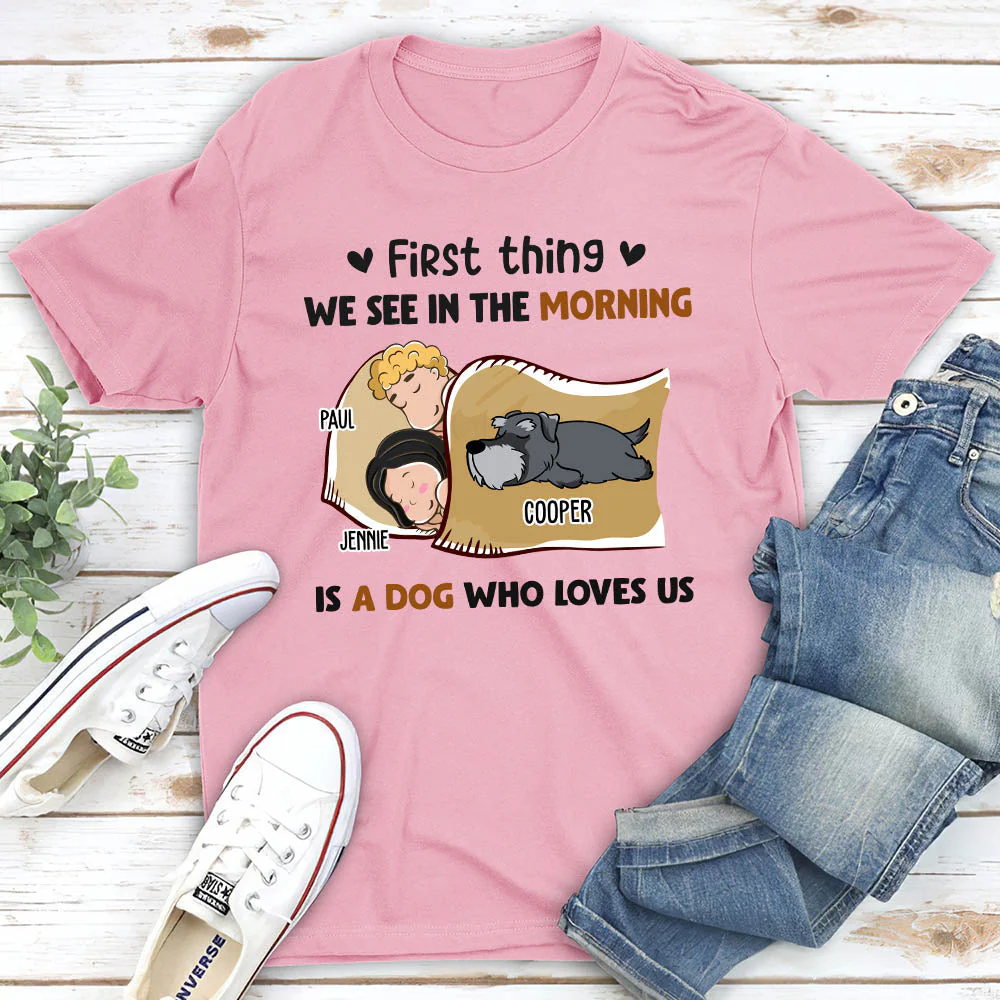 Morning First Thing Couple - Personalized Custom Unisex T-shirt - Image 4