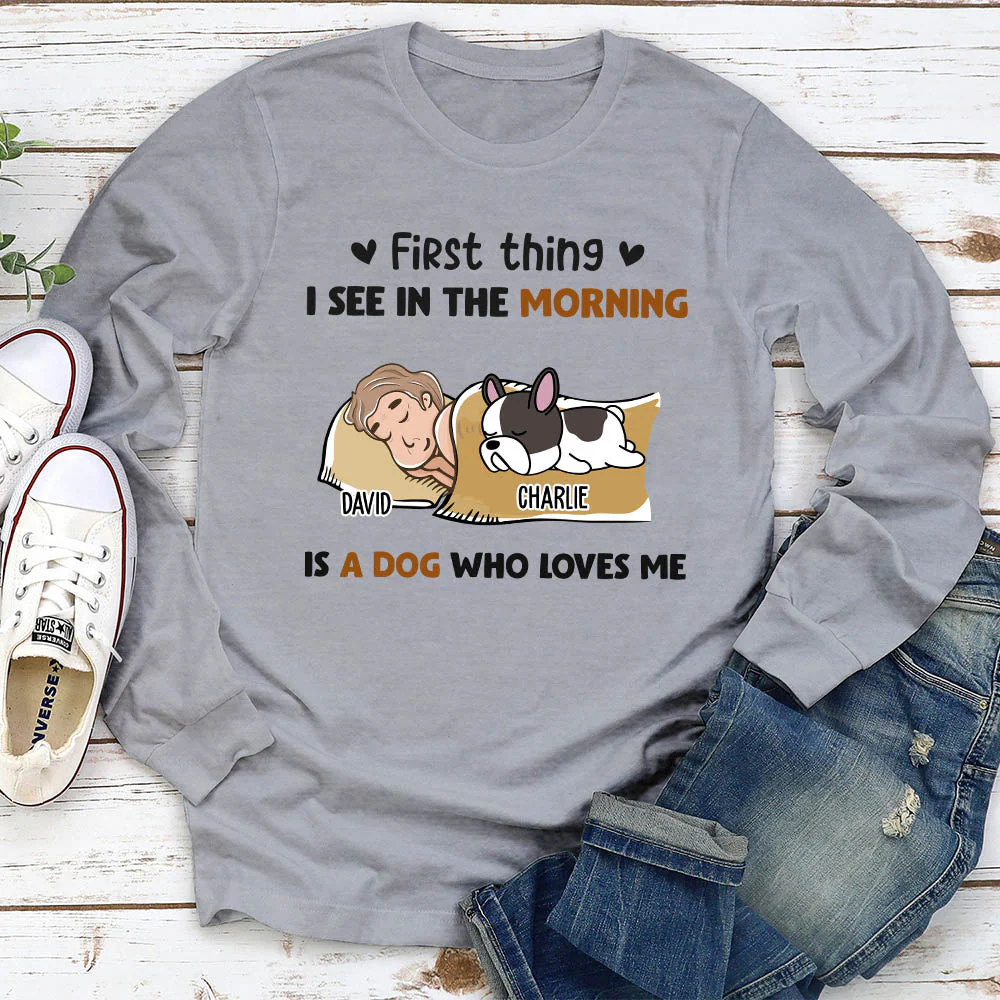 Morning First Thing - Personalized Custom Long Sleeve T-shirt - Image 3