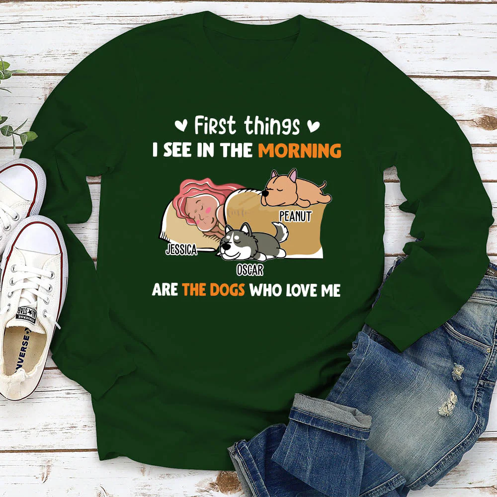 Morning First Thing 2 - Personalized Custom Long Sleeve T-shirt - Image 2
