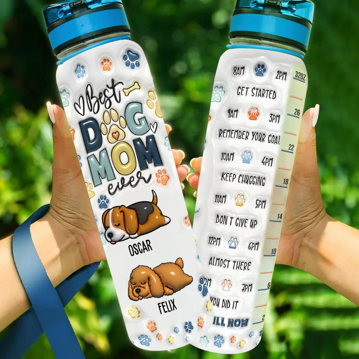 My Best Dog Dad - Personalized Custom 3D Inflated Effect Water Tracker Bottle - Image 2