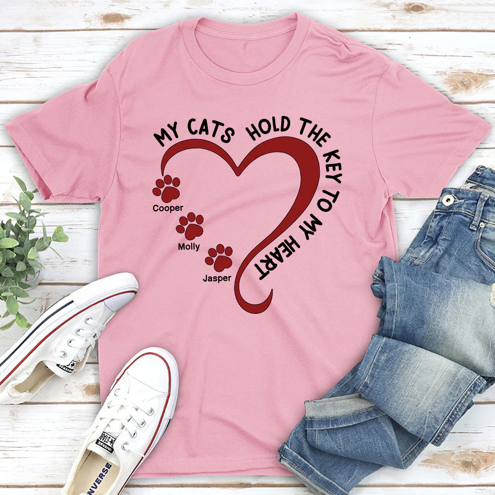My Cat Holds The Key - Personalized Custom Unisex T-shirt - Image 3