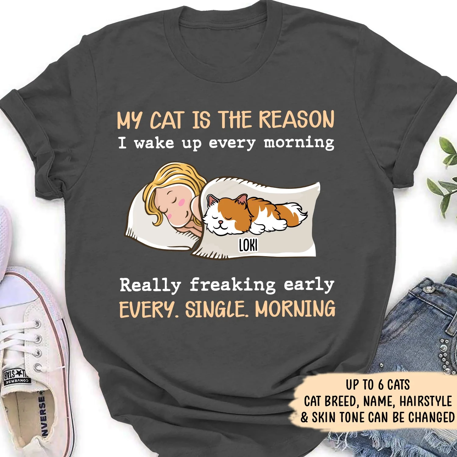 My Cat Is The Reason - Personalized Custom Women's T-shirt