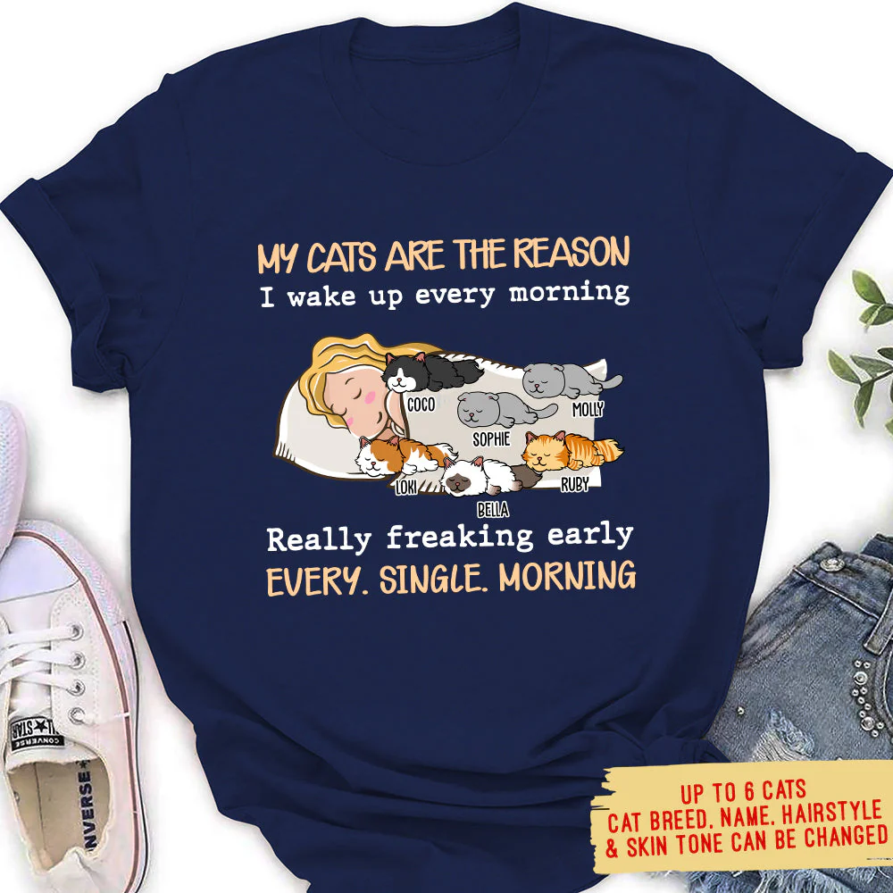 My Cat Is The Reason - Personalized Custom Women's T-shirt - Image 2