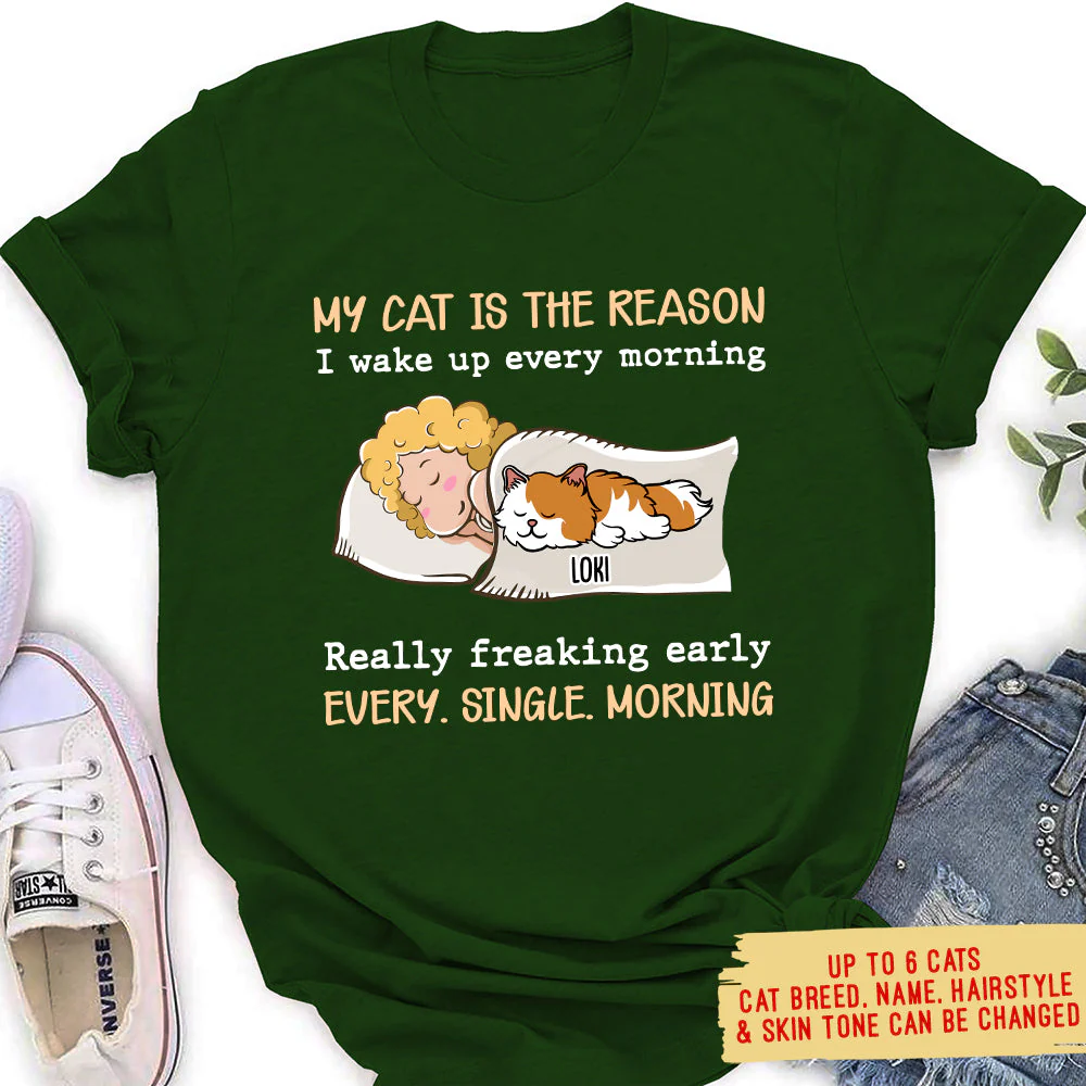 My Cat Is The Reason - Personalized Custom Women's T-shirt - Image 3