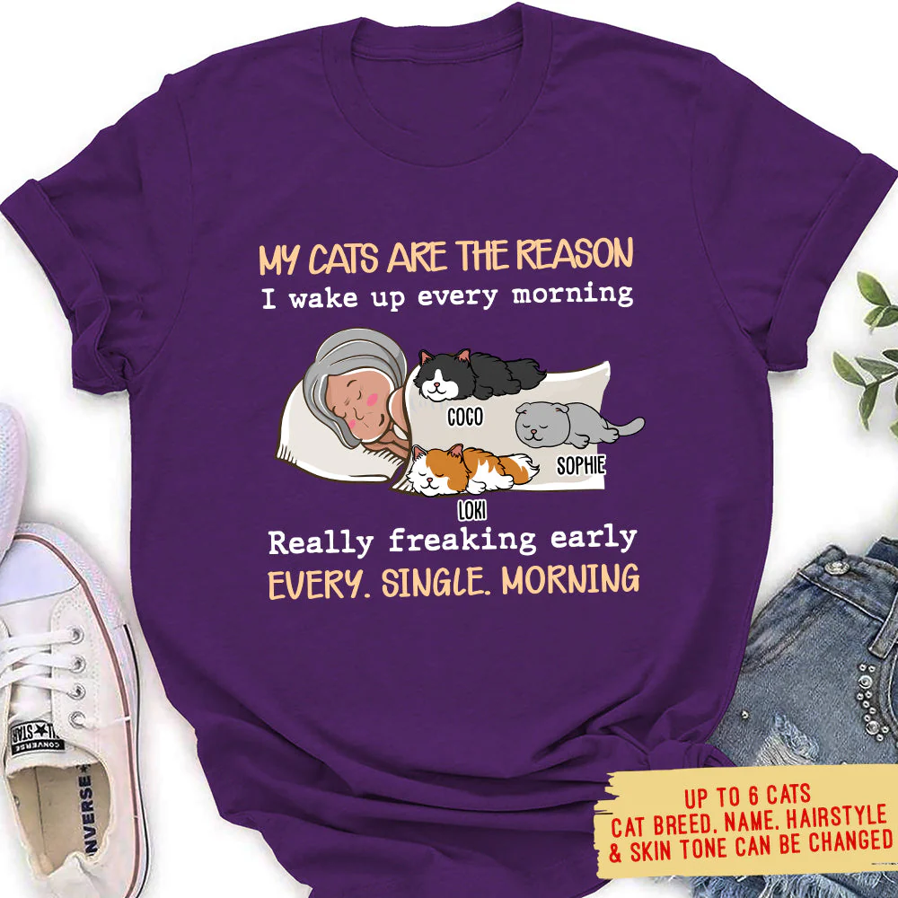 My Cat Is The Reason - Personalized Custom Women's T-shirt - Image 4