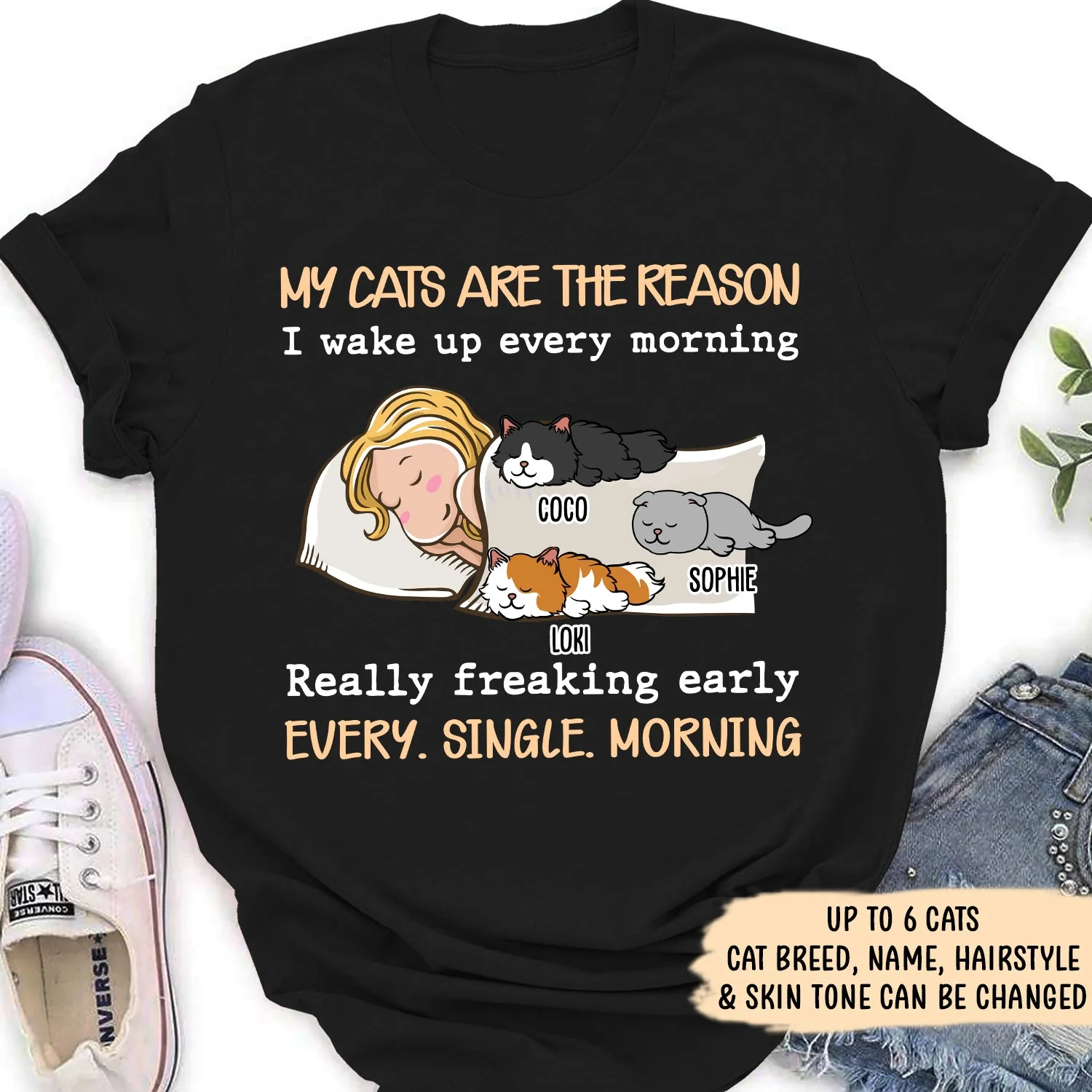 My Cat Is The Reason - Personalized Custom Women's T-shirt - Image 5