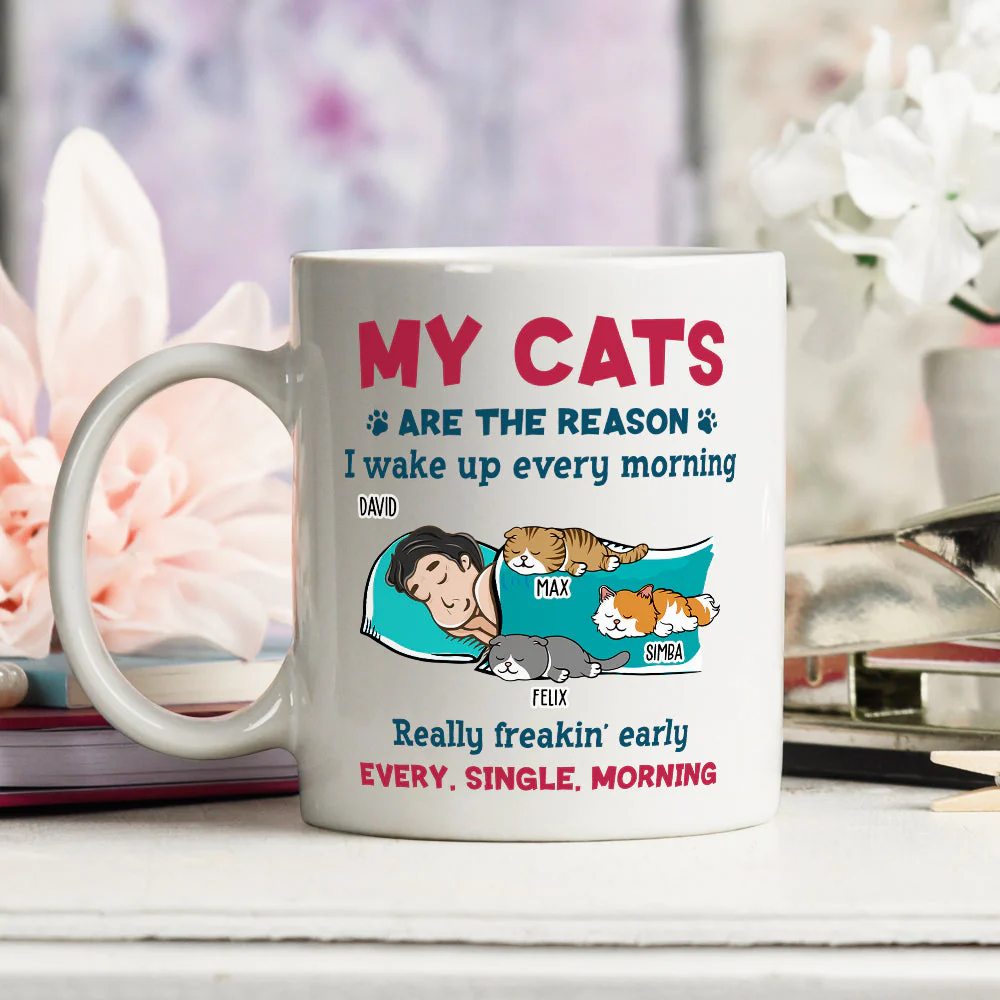 My Cat Wakes Me Up - Personalized Custom Coffee Mug - Image 4