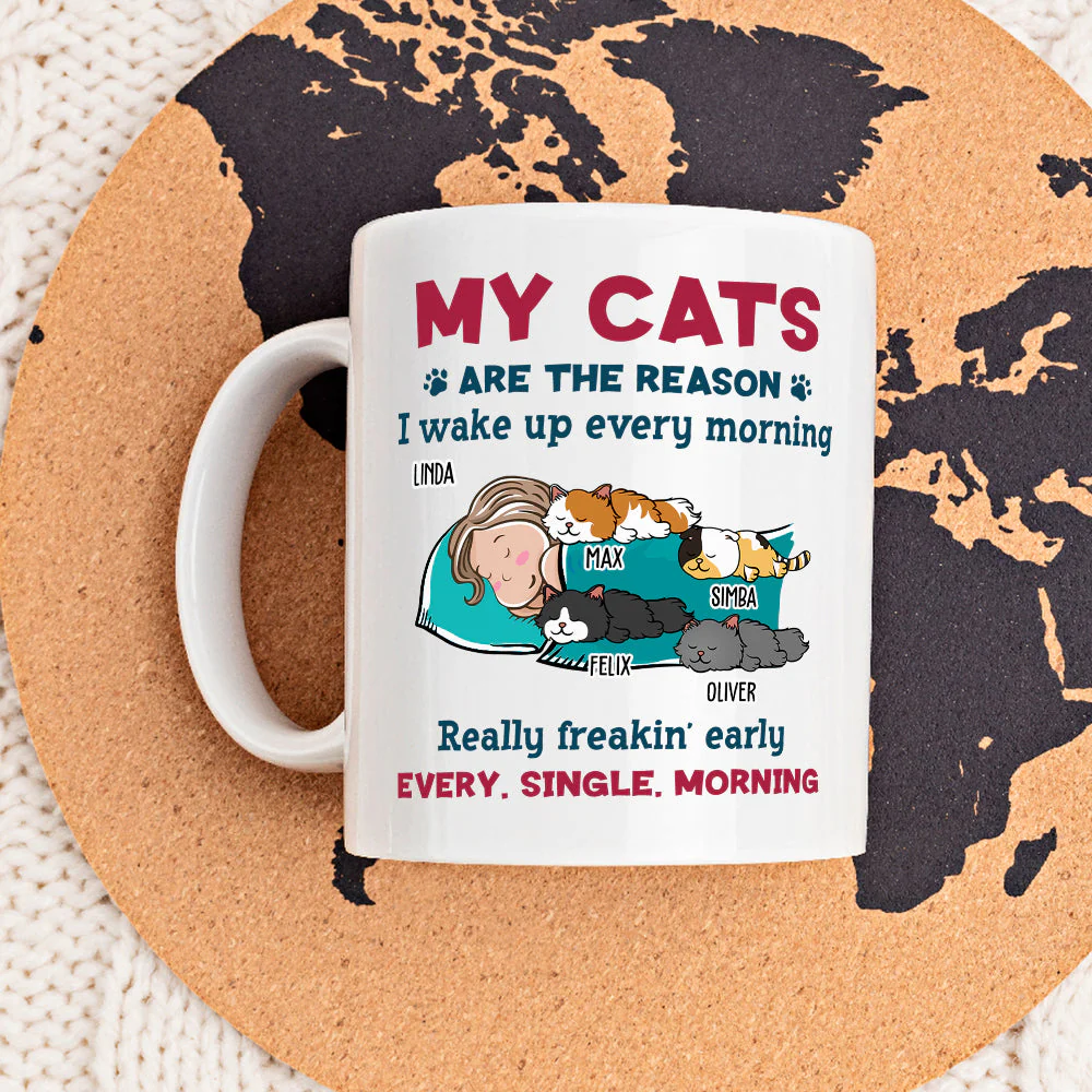 My Cat Wakes Me Up - Personalized Custom Coffee Mug - Image 6