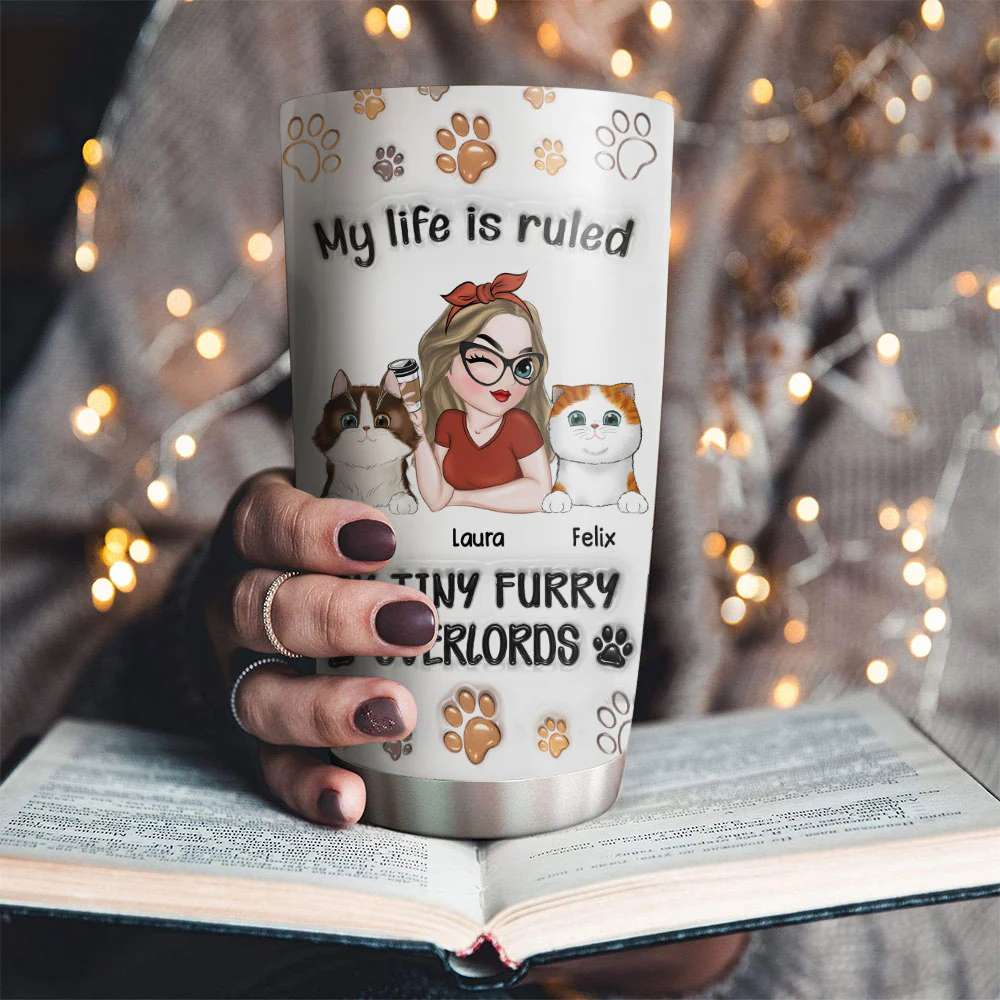 My Cats Rule My Life - Personalized Custom 3D Inflated Effect Tumbler - Image 2