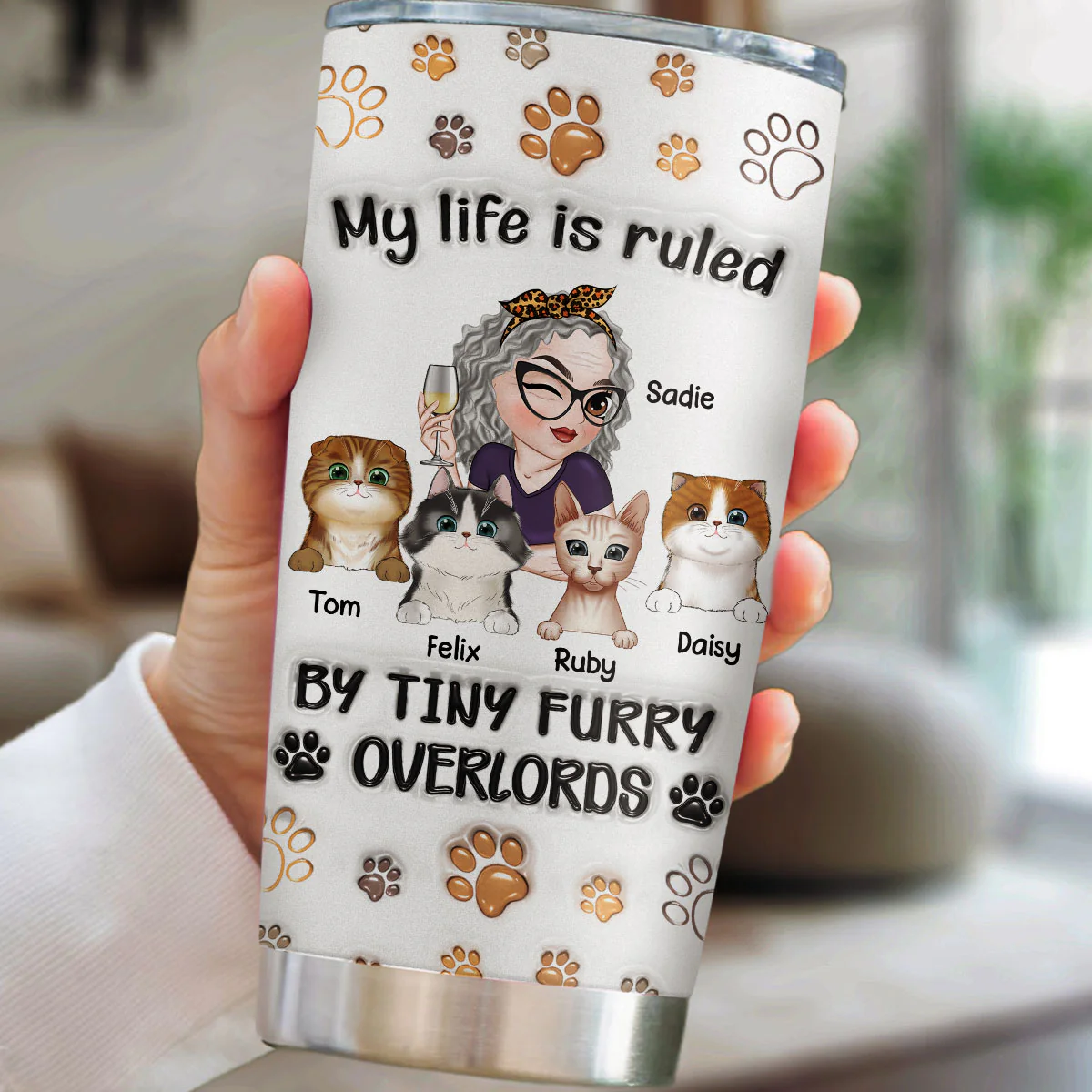 My Cats Rule My Life - Personalized Custom 3D Inflated Effect Tumbler - Image 4