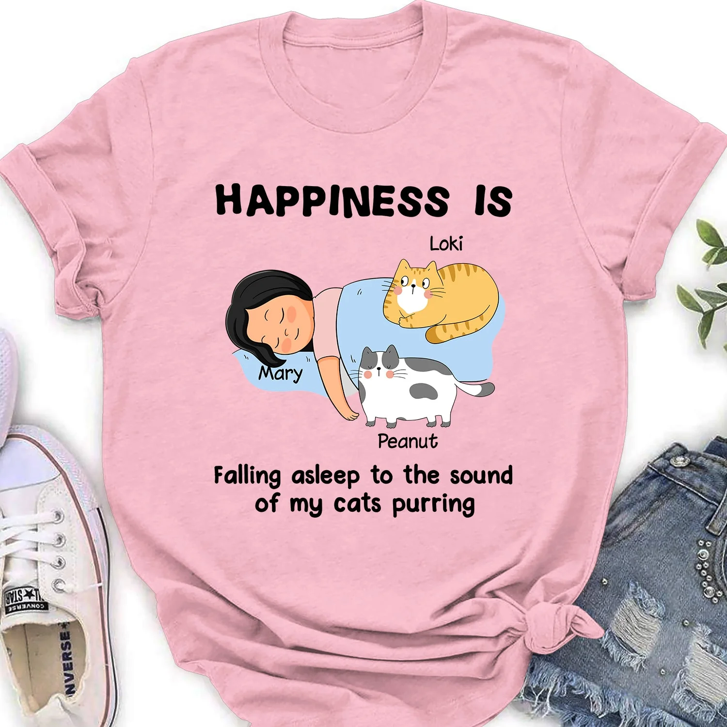 My Cats Sleep - Personalized Custom Women's T-shirt - Image 2