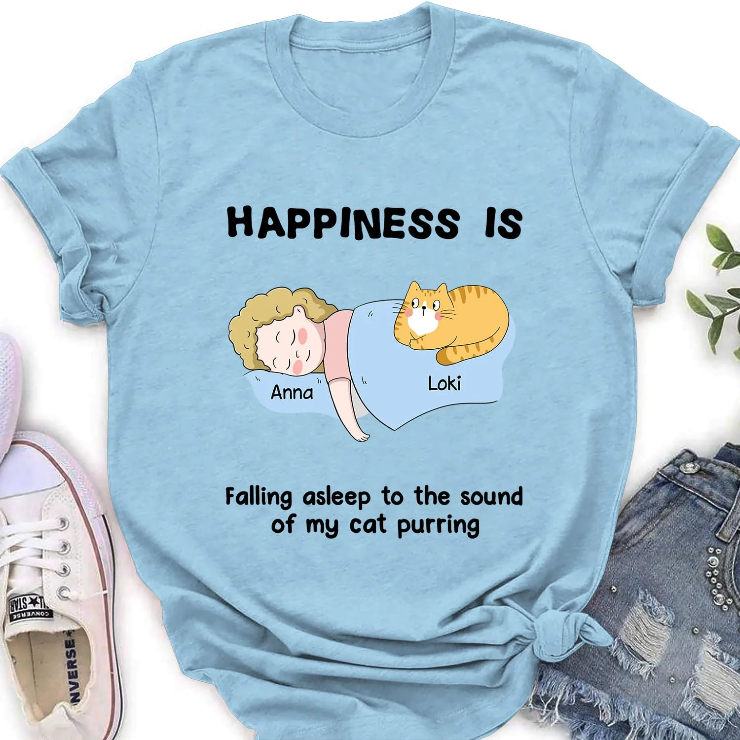 My Cats Sleep - Personalized Custom Women's T-shirt - Image 3