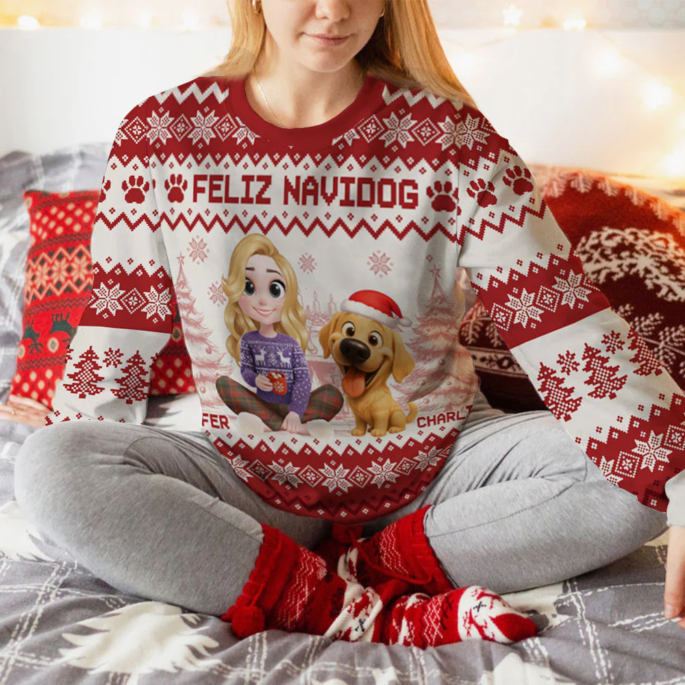 My Christmas Baby Dog - Personalized Custom All-Over-Print Sweatshirt - Image 5