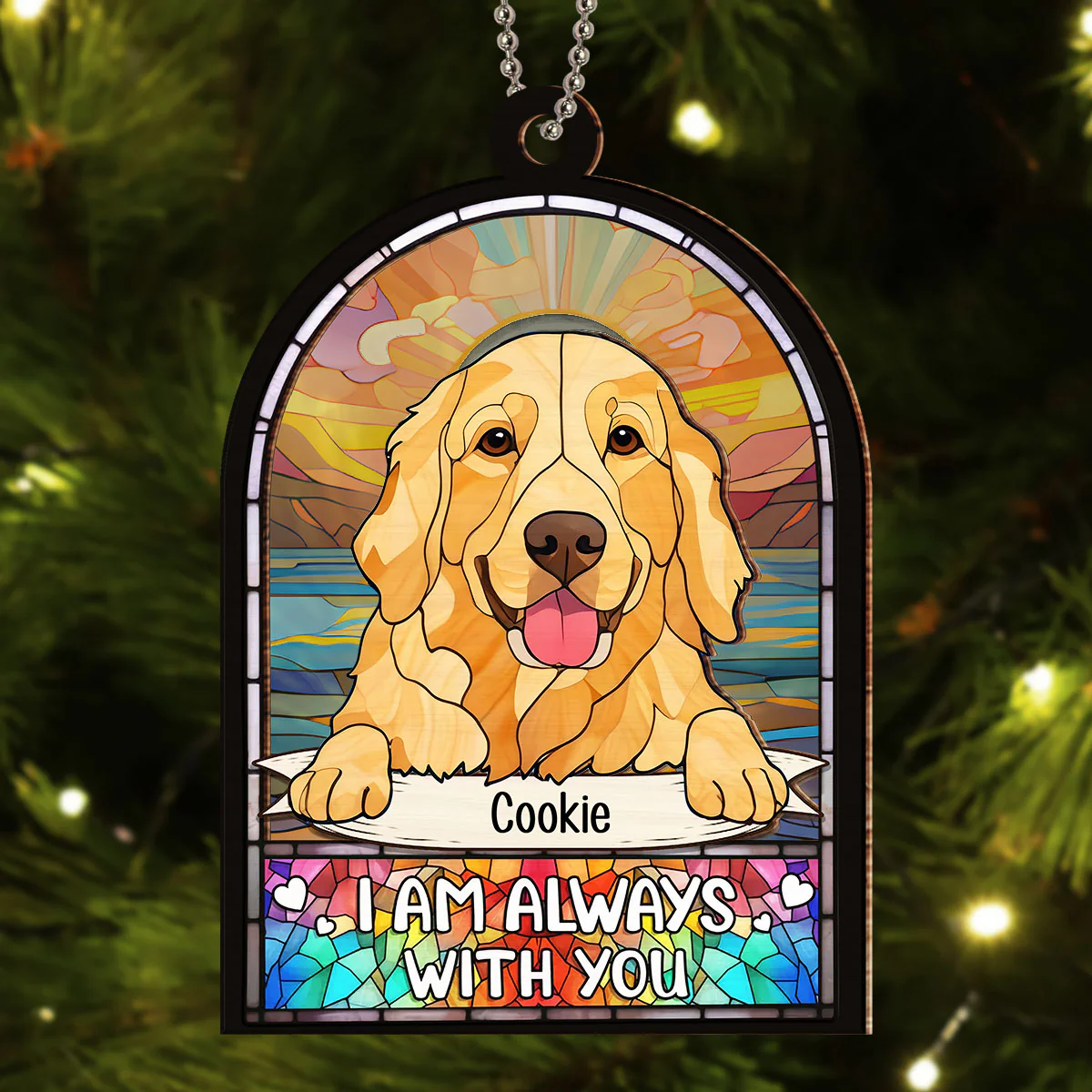 My Dog Always With Me - Personalized Custom Suncatcher Ornament - Image 2
