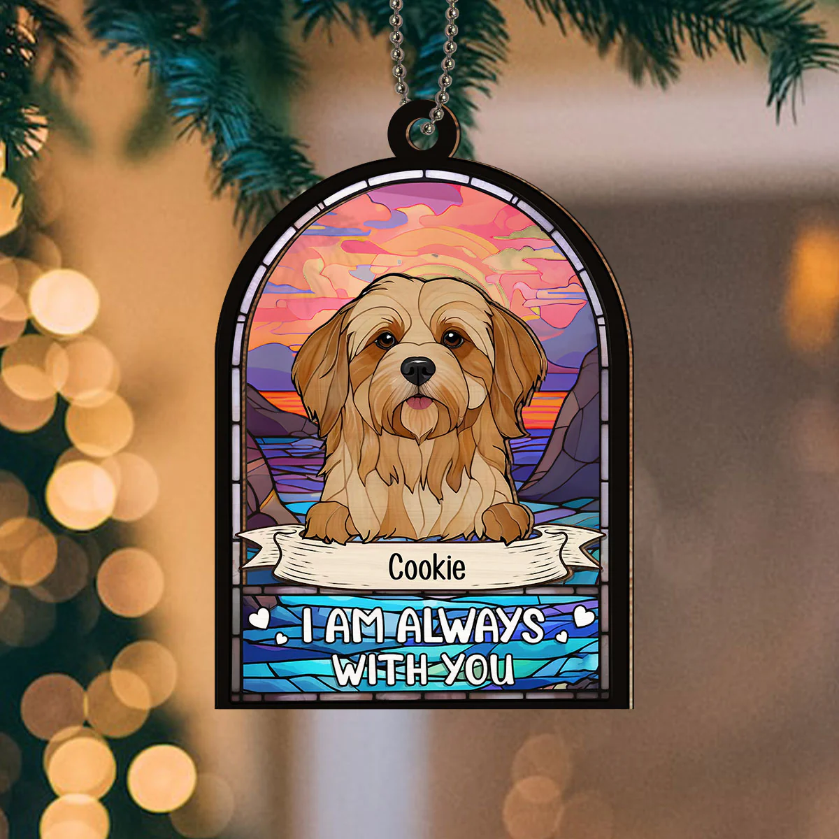 My Dog Always With Me - Personalized Custom Suncatcher Ornament - Image 3