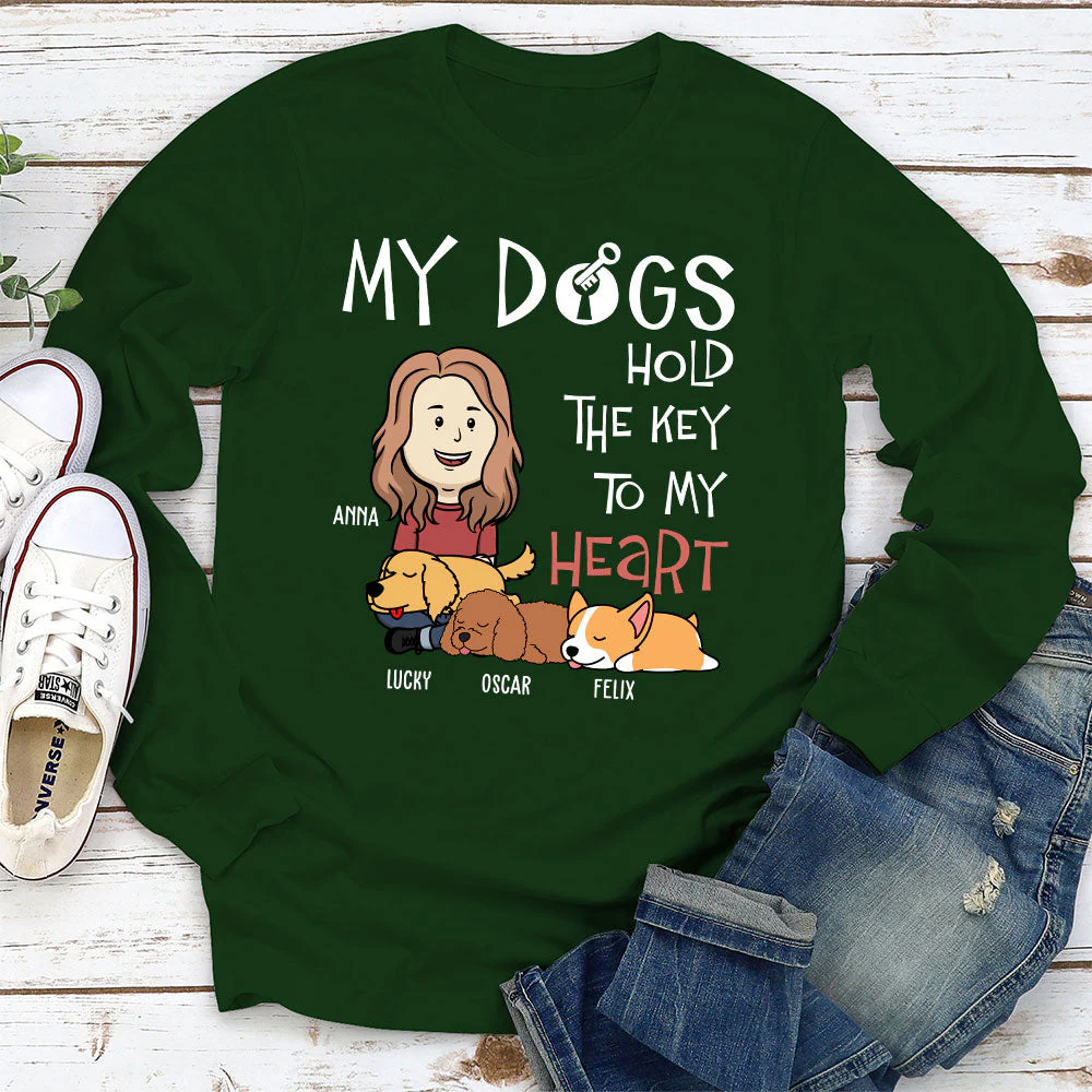 My Dog Holds The Key To My Heart - Personalized Custom Long Sleeve T-shirt - Image 3