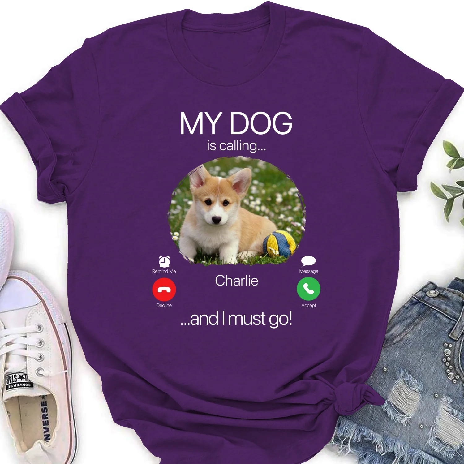 My Dog Is Calling Photo - Personalized Custom Women's T-shirt - Image 11