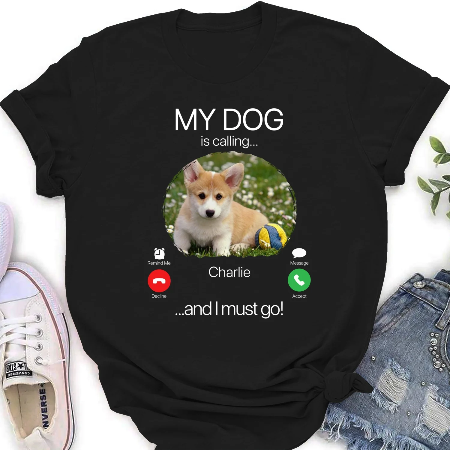 My Dog Is Calling Photo - Personalized Custom Women's T-shirt - Image 7