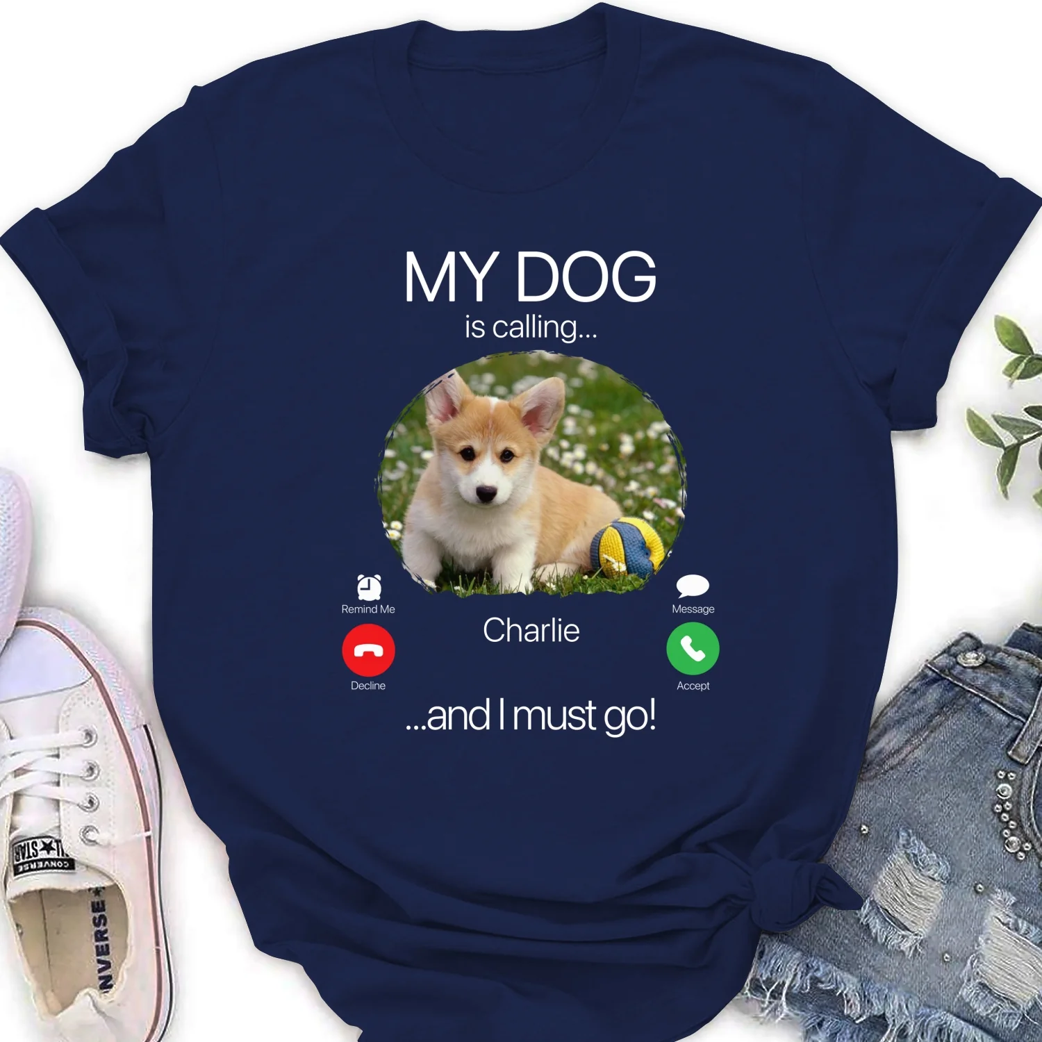 My Dog Is Calling Photo - Personalized Custom Women's T-shirt - Image 8