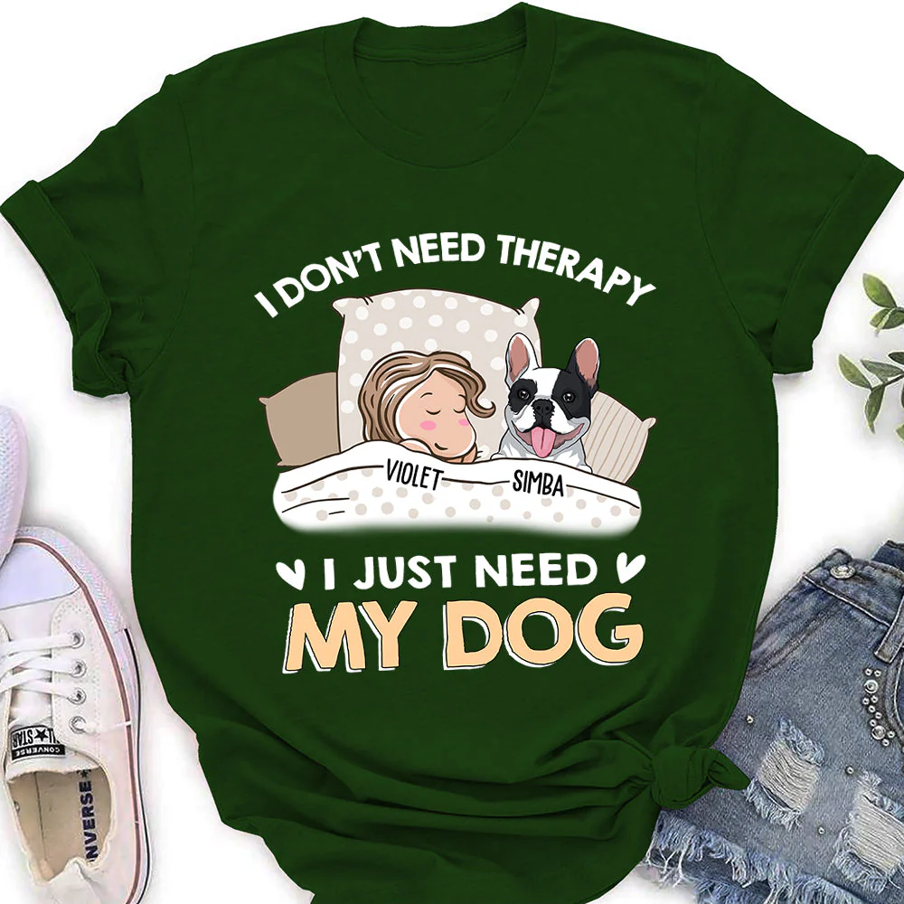 My Dog Is Therapy - Personalized Custom Women's T-shirt - Image 3