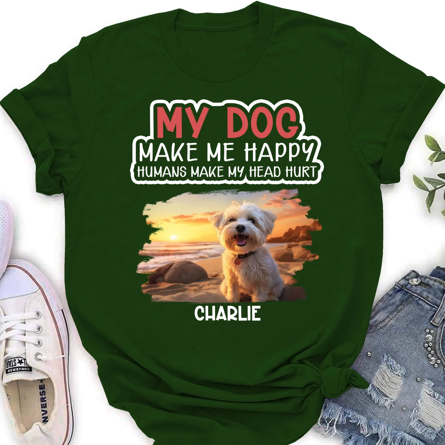 My Dog Make Me Happy Photo - Personalized Custom Women T-shirt - Image 6