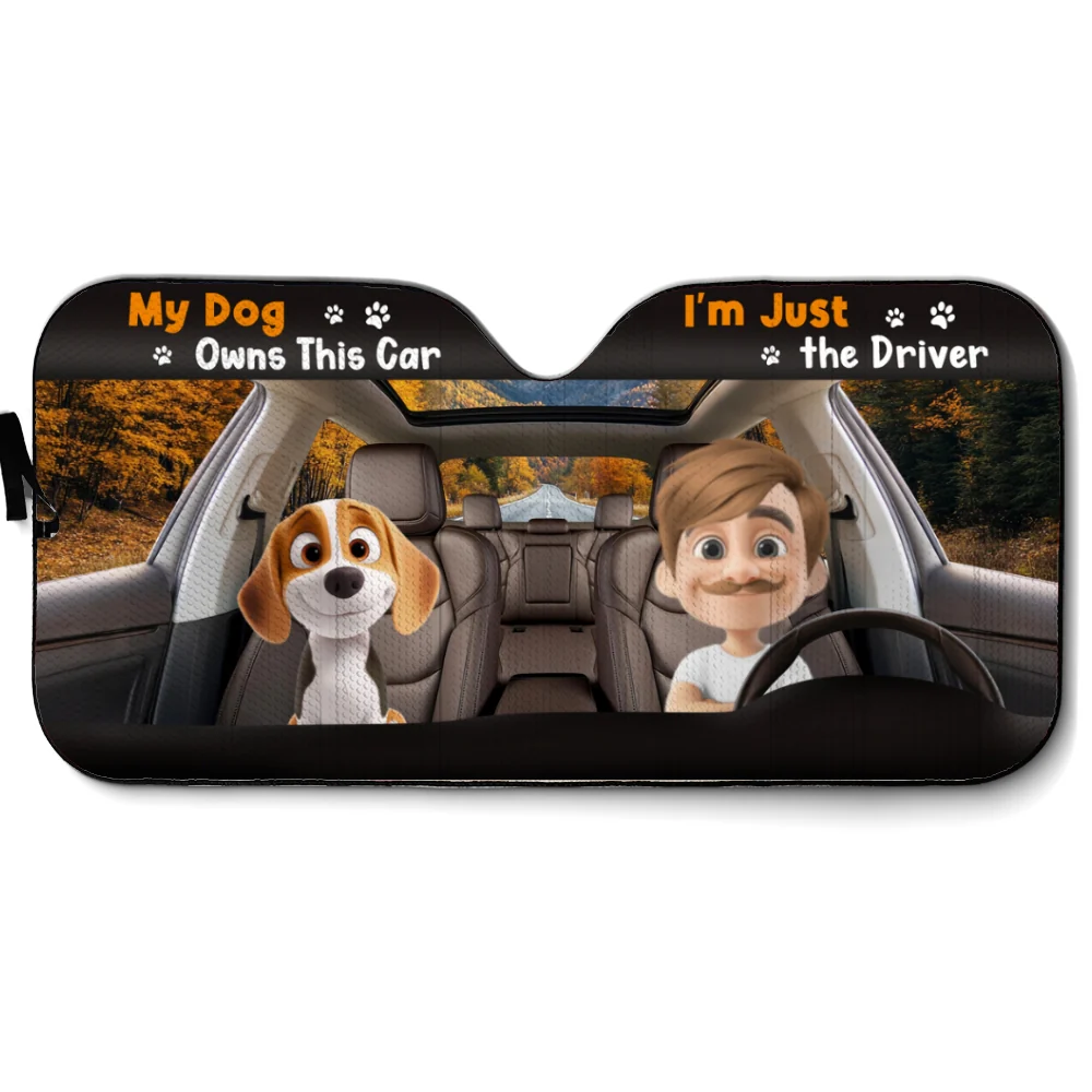 My Dog Owns This Car - Personalized Custom Car Sunshade - Image 7