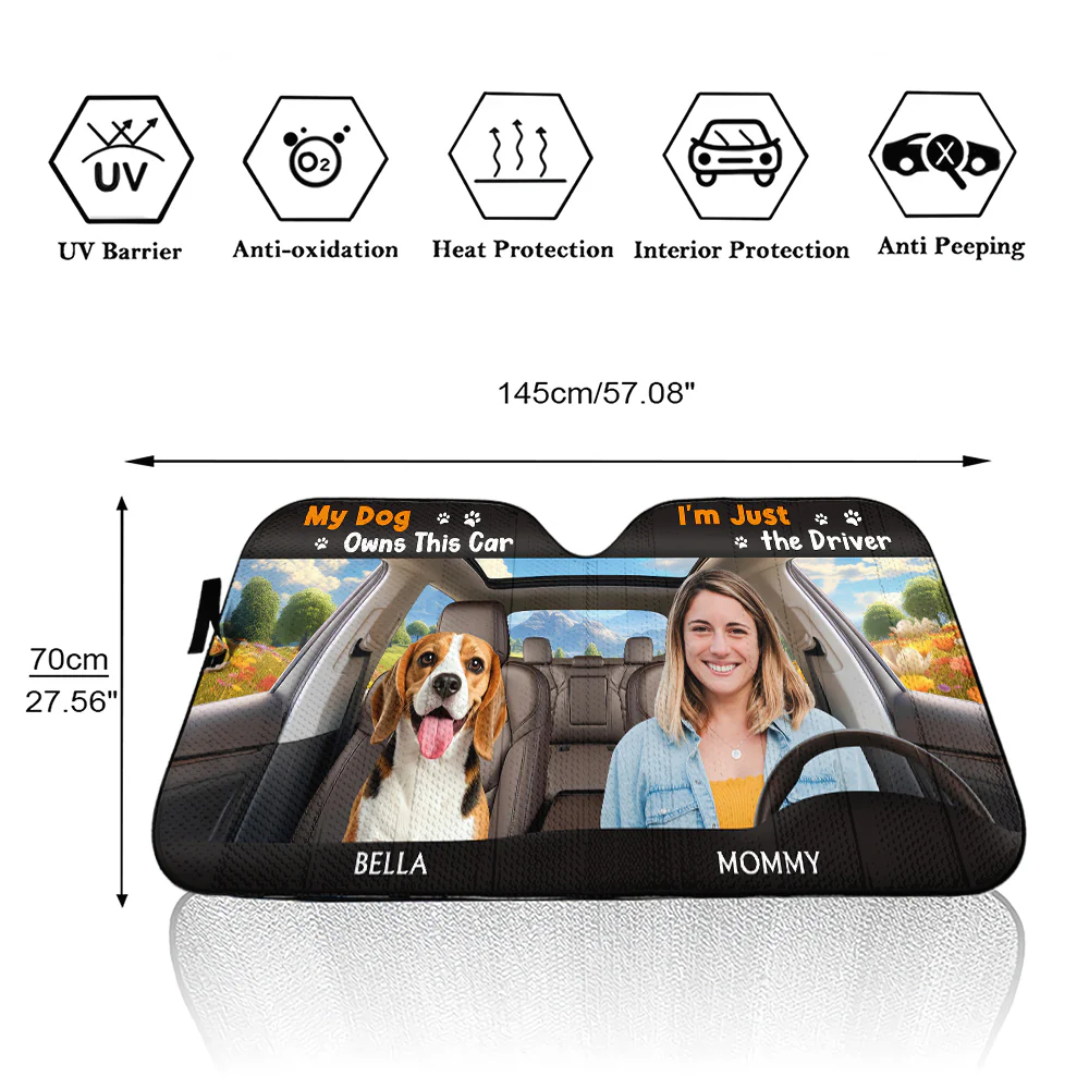 My Dog Owns This Car Photo - Personalized Custom Car Sunshade - Image 6