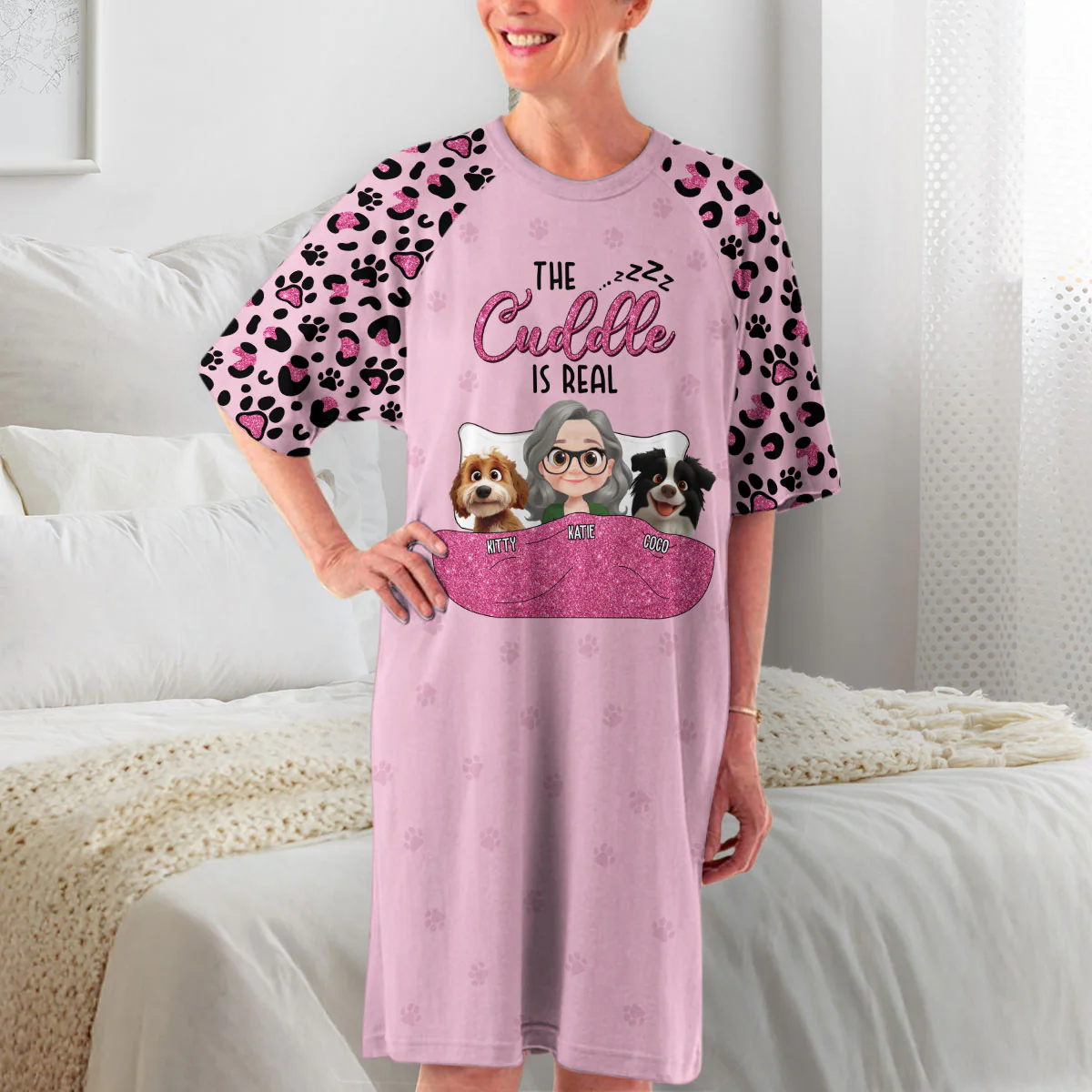My Favorite Cuddle - Personalized Custom 3/4 Sleeve Dress - Image 3